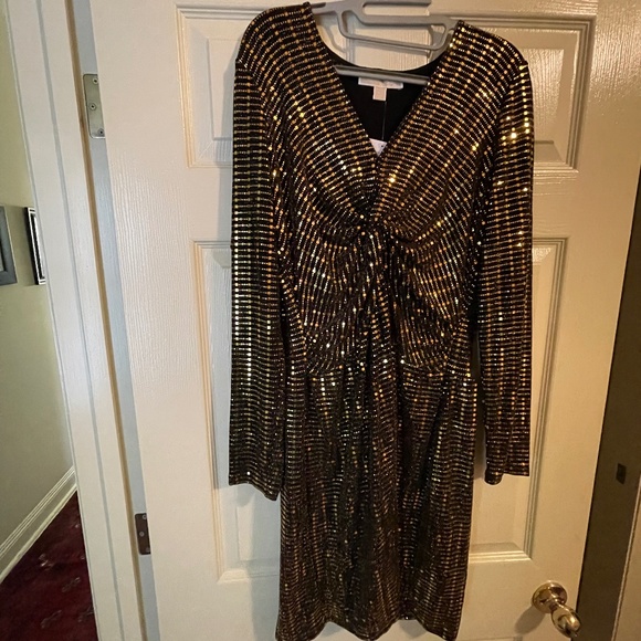 Michael Kors | Black / Gold Mini-Dress (L) - Picture 2 of 8